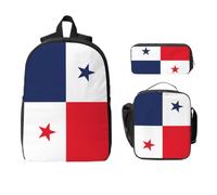 Yyoretp Mochila ajustable versátil de gran capacidad con estampado de bandera de Panamá, 3 piezas, lonchera y estuche para lápices