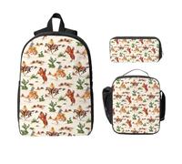 Yyoretp Mochila ajustable versátil de gran capacidad con estampado de vaquero, lonchera y estuche para lápices, 3 piezas