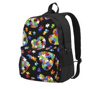 Yyoretp Mochila casual con diseño de rompecabezas para concienciación sobre el autismo, para mujeres y hombres, mochila de computadora de gran capacidad para viajes y trabajo