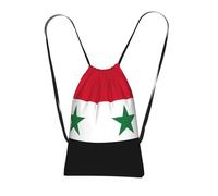Yyoretp Mochila de cordón con estampado de bandera de la República Árabe Siria, bolsa de almacenamiento para deportes, playa, natación, gimnasio, viajes.