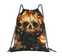 Yyoretp Mochila deportiva con cordón y estampado de calavera de Halloween, para gimnasio, playa, baile, yoga, para mujeres y hombres