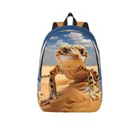 Yyoretp Mochilas de lona con estampado de geco de leopardo arena, mochila de moda, casual, ligera, deportiva, bolsa de viaje multiusos, Black, M, Casual