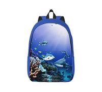 Yyoretp Mochilas de lona con estampado de tiburones que nadan bajo el mar, estilo casual, ligera, deportiva, bolsa multiusos de viaje, Black, M, Casual