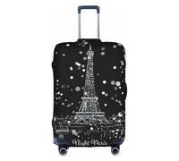 Yyoretp Night Paris - Funda elástica para equipaje, con estampado de la Torre Eiffel, funda protectora para maleta con cremallera, se adapta a 18-32 pulgadas., White, S
