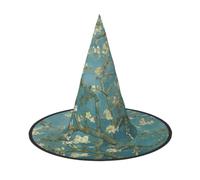 Yyoretp Sombrero de bruja con estampado de flor de almendro para Halloween, gorro de Navidad para cosplay, carnaval, decoración de fiesta