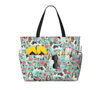 Yyoretp Sweet Basset Hound - Bolsa de playa grande con estampado floral para mujer, impermeable, a prueba de arena, bolsa plegable para piscina