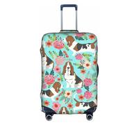 Yyoretp Sweet Basset Hound - Funda elástica para equipaje, con estampado floral, funda de protección para maleta con cremallera, se adapta a 18-32 pulgadas., White, S