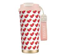 Yyoretp Taza de café aislada a prueba de fugas con estampado de fresas, vaso de viaje doble de acero inoxidable, 18 onzas