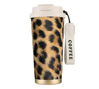 Yyoretp Taza de café aislada a prueba de fugas con estampado de leopardo áspero, vaso de viaje de acero inoxidable, 18 onzas