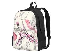 Yyoretp The Paris Tower and a Bicycle Print - Mochila casual para mujeres y hombres, mochila de computadora de viaje de gran capacidad