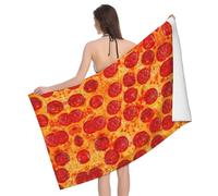 Yyoretp Toalla de playa ligera de microfibra con estampado de pizza y pepperoni 3D, súper absorbente, toalla de baño de felpa suave para piscina