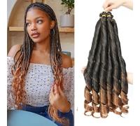 YYOXZG French Curly Braiding Hair for Box Braids,24Inch,150g/Pack,Loose Wavy Crochet Braiding Hair Prestretched Synthetic Hair Extensions for Women (1B/30#, 6Pack)