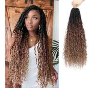 YYQXZG Boho Faux Locs Crochet Hair Pre-looped Braids Goddess Soft Locs Crochet Hair with Curly Ends Easy Install Boho Chic Hair Extensions for Women (1B/30/27, 16inch)