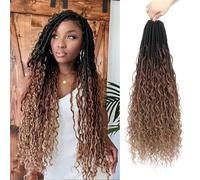 YYQXZG Boho Faux Locs Crochet Hair Pre-looped Braids Goddess Soft Locs Crochet Hair with Curly Ends Easy Install Boho Chic Hair Extensions for Women (1B/30/27, 24inch)
