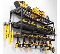 YYR Organizador de herramientas eléctricas resistente para pared, para herramientas inalámbricas, estante para cargador, para garaje, taller, tablero de clavijas, cobertizo, 81,3 cm, 8 ranuras