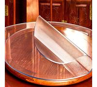 YYSHLTRRE Protector de Mesa Redondo Transparente de 120 cm de diámetro, PVC, Transparente, Mantel de plástico de 2 mm de Grosor (givré 2mm,Dia 90cm)