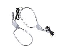 YYSMO para Espejo Retrovisor De Motocicleta para Harley-Davidson con Luz De Señal De Giro Espejo Lateral Ajustable(Chrome)