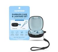yystao Funda para auriculares SHOKZ OpenFit Air 2, color negro | Funda de silicona suave con cordón, resistente a los golpes y a los arañazos