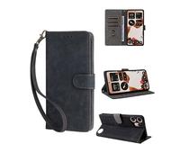 yystao Funda para smartphone Nothing CMF Phone 2 Pro, funda protectora con tarjeta de inserción y cordón, funda de piel a prueba de caídas, color negro