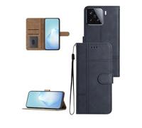 yystao Funda para Xiaomi 15T Smartphone Flip Case con Tarjetero & Lanyard Cuero Cosido Piel Piel Vaca Azul