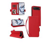 yystao Funda para ZTE Nubia Air Smartphone Funda con Tarjetero & Lanyard RFID-Skimming Funda de Cuero PU Flip Case Rojo