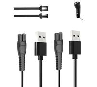 yystao - Juego de accesorios compatibles para Philips Shaver 5000X Series/3000X Series/Series 1000-2 cables de carga USB + 2 cepillos de limpieza | Juego de carga rápida y limpieza profunda