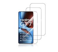 yystao Protector de pantalla para Realme GT7 5G, cristal templado 9H, alta definición, a prueba de explosiones, antiarañazos y antihuellas (3 unidades)