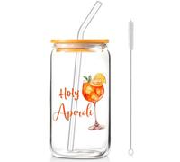 YYSWSAKY Aperol Spritz Vasos de cristal con tapa Pajita Aperol Spritz Accesorios Aperol Regalos para Mujer Aperol Spritz Vasos Set de regalo
