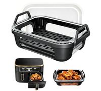 YYSWSAKY Recipiente de Cristal para Air Fryer Cuadrada con Tapa y Asas Extraíbles, Cesta de Vidrio para Freidora de Aire Cosori Ninja Philips, BPA Free, Apto para Lavavajillas