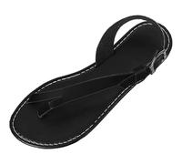 Yytcsjz Sandalias de Mujer, cómodas y Elegantes Sandalias Planas de Verano, Corte Recto y Liso con Hebilla Metal, con Soporte para el Arco(Black,38 EU)