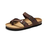 Yytcsjz Sandalias Exterior Hombre, Sandalias Transpirables De Verano Para Hombre Sin Cordones Con Correa Ajustable Con Hebilla Metálica Para Aliviar Juanetes, Elegantes Ortopédicas De PU(Brown,40 EU)