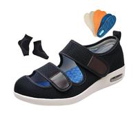 Yytcsjz Zapatos Ortopédicos De Verano Para Hombre Transpirables Ajustables Y De Malla Hueca Para Edema Diabético, Zapatos Cómodos Extra Anchos Recuperación Edemas Y Artritis Tras Cirugía(Black,44 EU)