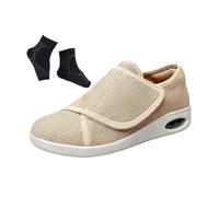 Yytcsjz Zapatos Pie Diabético, Zapatos Transpirables para Hombres Mayores con Fascitis Plantar Ajustables Y para Edema Diabético, Cómodos Extra Anchos Interiores Y Exteriores, Hinchados(Khaki,44 EU)