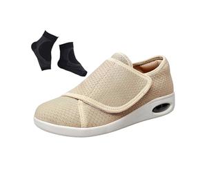 Yytcsjz Zapatos Pie Diabético, Zapatos Transpirables para Hombres Mayores con Fascitis Plantar Ajustables Y para Edema Diabético, Cómodos Extra Anchos Interiores Y Exteriores, Hinchados(Khaki,44 EU)