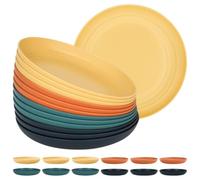 YYTECH 12 platos de plástico reutilizables, 23 cm, platos reutilizables | Apto para microondas y lavavajillas, platos de plástico coloridos, ligeros, irrompibles, para cenas, fiestas, campamentos