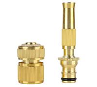YYTECH 2 boquillas de latón para manguera de jardín, manguera de jardín de alta presión, boquilla de latón con conexión rápida, jeringa de limpieza para manguera de 13 mm (1/2"), para riego de jardín