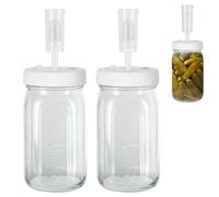 YYTECH 2 unidades de vidrio de fermentación de 1 l, vasos de fermentación con válvula de fermentación, juego de fermentación, vaso de fermentación, recipiente para kéfir Kimchi, kéfir de kéfir de boca