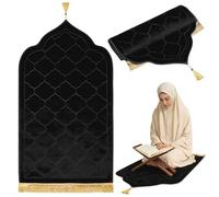 YYTECH Alfombra de oración musulmana, alfombra de oración islámica, alfombrilla de oración suave para mujeres, hombres, juramento, viajes, Ramadán, alfombra de tela gruesa (negro)