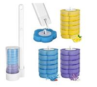 YYTECH Escobilla de inodoro desechable con 18 recambios de limpiador, sistema de limpieza de inodoro con cabezales de recarga desechables, juego de varillas para inodoro de pared