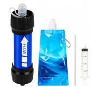 YYTECH Paja de filtro de agua de 0,01 micras, filtración personal de supervivencia para senderismo, camping, viajes, al aire libre y uso de emergencia, incluye filtros de agua, bolsa de agua, inyector