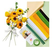 YYUENG TAK 210 Piezas Limpiapipas Manualidades de Ramo de Girasol, Alambre de chenillas para manualidades, Ramo de flores Kit limpiapipas con 5 colores y instrucciones