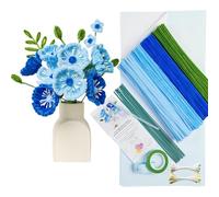 YYUENGTAK Corn Poppy - Juego de 200 limpiadores de pipas para manualidades, 3 colores azules diferentes, limpiador de pipas para manualidades, con instrucciones, estambre, alambre de flores, papel de