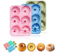 YYUEZHI 3 Pieza Moldes de Silicona Repostería, Molde Para Donuts, Bandeja Muffins 6 cavidades, Antiadherentes, para Pasteles, Galletas, Bagels, Chocolate, 21.5 x 14.8 x 2.8 cm