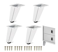 YYUEZHI 4 Piezas Patas para Muebles, Pies De Muebles Ajustables, Patas Inclinadas Blancas, Metal, con Tornillos, Pies para Mesas, Mueble Baño, Armario (10cm)
