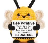 YYUEZHI Abeja Positiva, Pocket Hug Abeja, Animales Crochet Positivos, con Tarjeta Inspiradora Regalo, Regalos para Mujer, Hombre, Niño, Compañero de Trabajo, Despedida, Cumpleaños