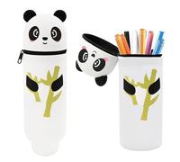YYUEZHI Estuche De Silicona 2 En 1, Legami Estuche Escolar Kawaii, Portalápices Telescópico, con Cremallera, Vertical, para Niños, Escuela, Hogar y Oficina (Panda)