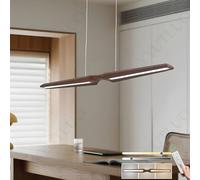 YYUTLUO Lámpara De Comedor De Madera Lineal De Forma Especial, Atenuación Continua Con Control Remoto, 2 Fuentes De Luz, Altura Ajustable,Sala De Estar Moderna y Sencilla Oficina Comedor (L100*H150cm)
