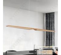 YYUTLUO Lámpara De Comedor De Madera Lineal De Forma Especial, Atenuación Continua Con Control Remoto, 2 Fuentes De Luz, Altura Ajustable,Sala De Estar Moderna y Sencilla Oficina Comedor (L120*H150cm)