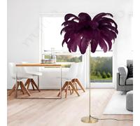 YYUTLUO Lámpara De Plumas Moderna, Lámpara De Pie De Plumas De Avestruz Natural, 160cm De Altura, Poste Dorado Y Luz De Pie Con Base, Bombillas LED G4 De 3 Temperaturas Color Sala De Estar (Púrpura)