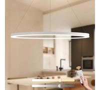 YYUTLUO Lámpara LED DIY Circular Moderna | 1 Blanco Anillos :100cm=45W| Iluminación Colgante LED Metal+Acrílico, Control Remoto Regulable 2.4G Lámpara Colgante Techo Redonda Sala Estar Dormitorio